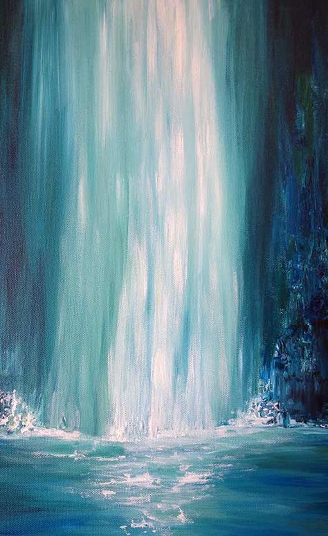 posted by Nicole: "Blue Falls" and it's part of the Liz W art gallery. Fall Landscape Painting, Waterfall Wall Art, Waterfall Art, Waterfall Paintings, Hur Man Målar, Contemporary Abstract Art, Autumn Landscape, Art Painting Acrylic, Malbec