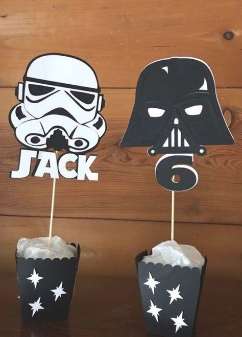 Darth Vader birthday centerpieces, storm trooper Birthday  , Darth vader birthday , Storm trooper bi Star Wars Kids Party, Naruto Party Ideas, Darth Vader Party, Darth Vader Birthday, Minecraft Party Printables, Decoracion Star Wars, Star Wars Theme Party, Star Wars 7, Birthday Centerpiece