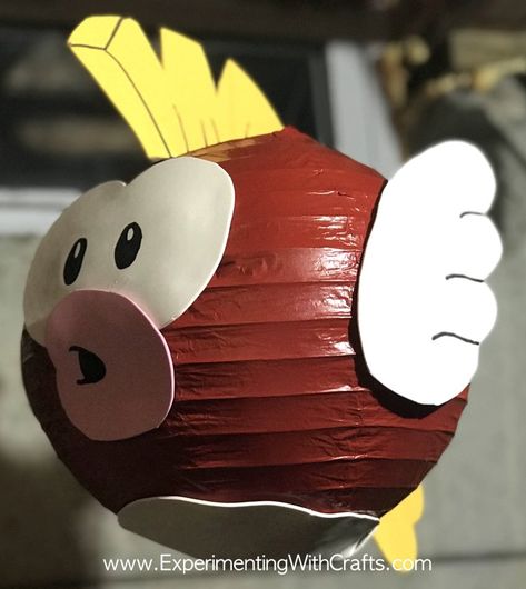 Super Mario Cheep Cheeps – Experimenting with Crafts Mario Outdoor Decor, Mario Brothers Halloween Decorations, Diy Mario Tube, Mario Decorations Diy, Mario Vbs, Diy Mario Decorations, Super Mario Diy, Mario Diy, Super Mario Room