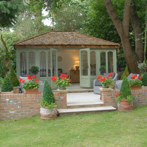 The Ashton | Summerhouses at Malvern Garden Buildings Leaded Windows, Cottage Garden Sheds, Cedar Shingle Roof, Cedar Cladding, Forest Cottage, Summer House Garden, Garden Pavilion, Outdoor Buildings, She Sheds