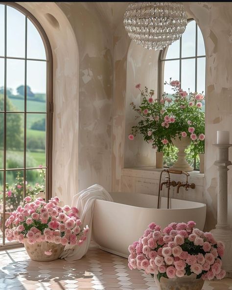 Bathtub Design Ideas, Bathtub Skirt, Bathtub Painting, Bathtub Ideas, Bathtub Spouts, Luxurious Bathtubs, Bathroom Retreat, Bathtub Design, Floral Interior