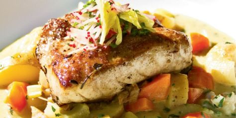 How To Make Kevin Johnson’s Pan-Roasted Triggerfish with Clam Chowder Jus - Best Recipe | Charleston Magazine Trigger Fish Recipe, Go To Dinners, Whole Fish Recipes, Trigger Fish, Pan Roast, Seafood Lunch, Lemon Dill Sauce, Kevin Johnson, Roast Fish