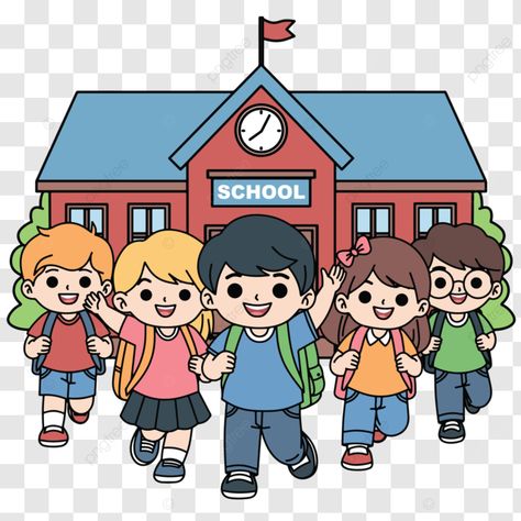 school students standing in front of the building vector school kids study png Students Clipart, Cartoon Study, Building Vector, Diwali Pictures, School Cartoon, Kids Study, Random Ideas, School Logo, School Kids