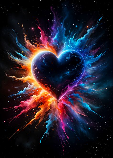 heart, love, space aesthetic, spacecore aesthetic, space poster, space travel, space exploration, outer space, colorful, galaxy, universe, night, space wall art, nebula, dust explosion, rainbow, pride Spacecore Aesthetic, Aestethic Art, Space Romance, Love My Man Quotes, Love Explosion, Hearts Pictures, Cosmic Heart, Dust Explosion, Hearts Aesthetic