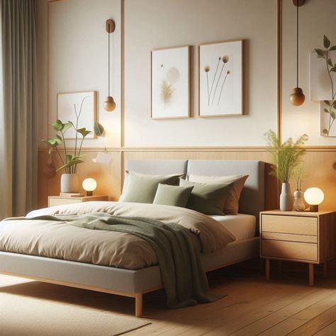 Image Creator Japandi Apartment, Japandi Style Bedroom, Japandi Home, Mid Century Modern Bedroom, Bedroom Master, Japandi Style, Master Bedrooms, Scandinavian Interior, Small Apartments