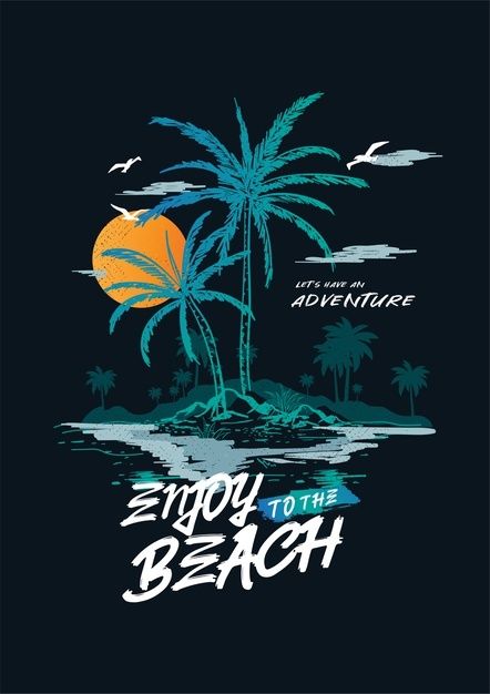 Enjoy the beach | Premium Vector #Freepik #vector #design #summer #beach #shirt Design For Clothing Brand, Summer Tshirt Designs, Design For Clothing, Illustration Tshirt, Tshirt Artwork, Beach Relax, Summer Illustration, Tshirt Printing Design, Summer Cards