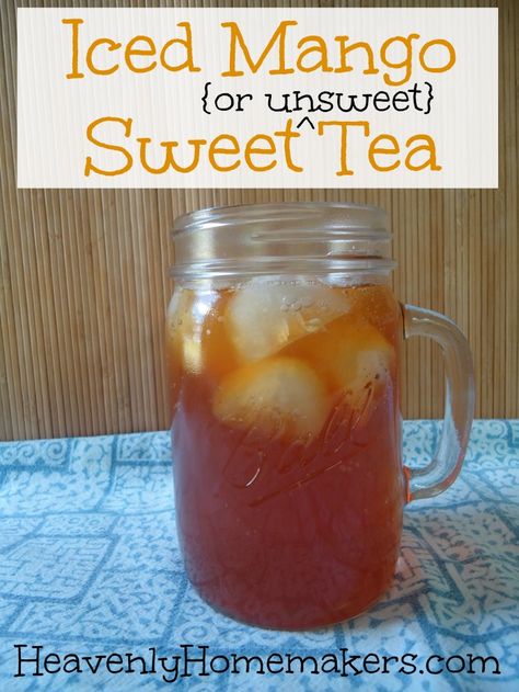 Learn how easy it is to make Mango Tea at home with real food ingredients - sweet or unsweet! Mango Iced Tea, Mango Sweet, Sweet Tea Recipes, Mango Tea, Mango Drinks, Tea Drink Recipes, Tea At Home, Raspberry Tea, Iced Tea Recipes