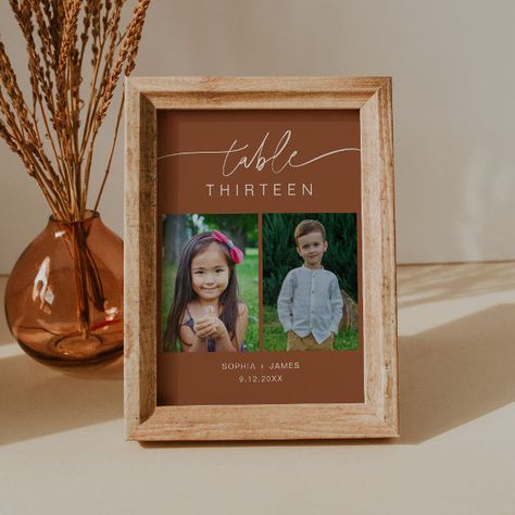 SIENNA Childhood Photos Table Number Card 5x7 Photo Table Numbers, Table Number Card, Bohemian Rustic, Wedding Table Number Cards, Card Table Wedding, Modern Calligraphy Fonts, Modern Script Font, Intimate Elopement, Table Number Cards