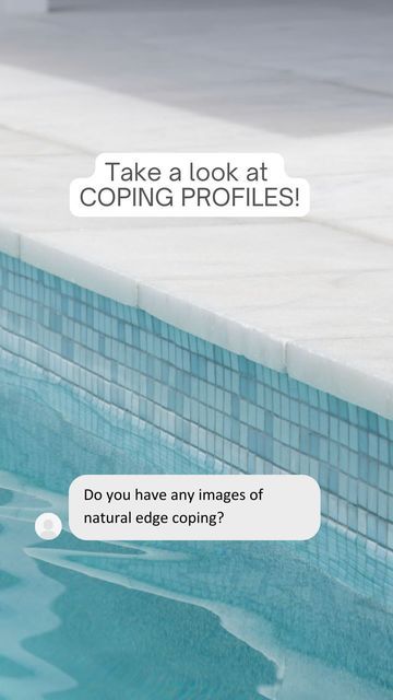 The Pool Tile Company 💧🏊🏻‍♂️ on Instagram: "Let’s dive into the world of coping profiles💧🙌🏻These are just a few examples of pool coping profiles The Pool Tile Company has to offer. Which coping profile would you choose to finish off your pool? 🏊🏼‍♀️✨   💧Havana White Marble Natural Edge  💧Sand Drift Porcelain Bullnose 💧Rustic Grey Travertino Porcelain Dropface 💧Arctic Dawn Marble Square Edge   Go to pooltile.com.au to view our whole range of coping profiles!    #poolpaving #poolpavers #copingtiles #poolcoping #waterline #pools #landscape" Waterline Tile For Pool, Pool Coping And Tile, Coping Tiles, Pool Paving, Pool Pavers, Marble Square, Tile Edge, Pool Coping, Natural Edge