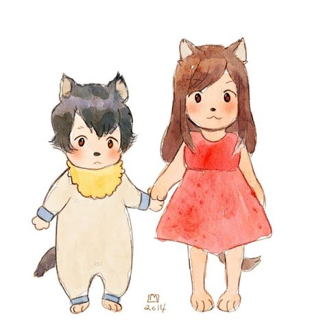 Ōkami Kodomo No Ame To Yuki, Ookami Kodomo No Ame To Yuki, Wolf Child, Wolf Children Ame, Studio Ghibli Fanart, Wolf Children, Japanese Animated Movies, Anime Siblings, Good Anime Series