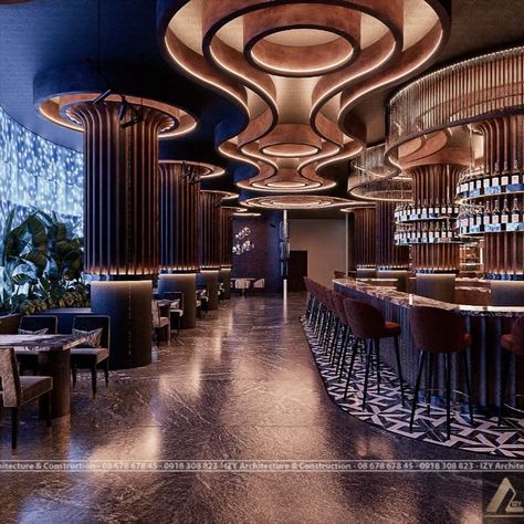 Casino Architecture Design, Modern Victorian Restaurant, Casino Design Interior, Futuristic Ceiling Design, Restaurant Ceiling Design Modern, Island Bar Design, Art Deco Restaurant Interior, Casino Interior Design, Luxury Bar Design