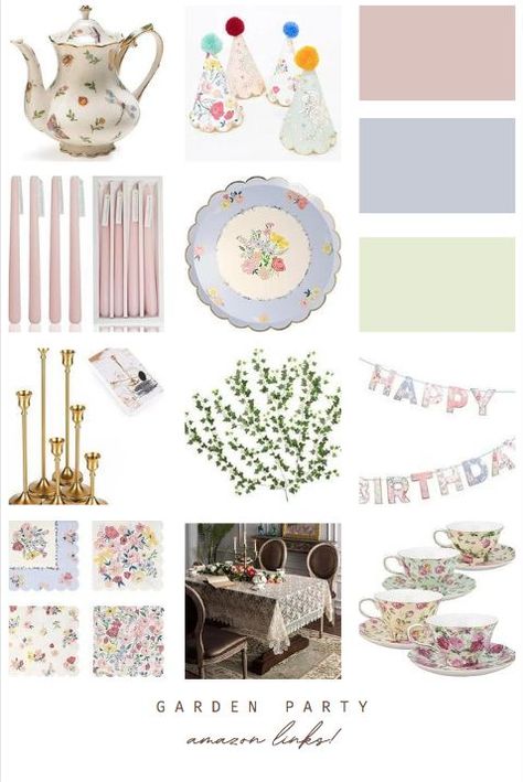 Head to profile for direct amazon links and garden party inspo! Garden Theme Birthday, English Tea Party, Garden Party Birthday, Garden Birthday, Party Inspo, Garden Theme, Third Birthday, Kids Events, English Garden