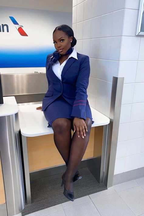 Flight Attendant Aesthetic, Black Success, Airline Cabin Crew, Feminine Skirt, Flight Attendant Life, Pin Up Model, Best Flights, Cabin Crew, Flight Attendant