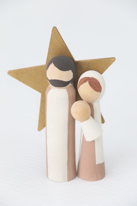 Wood Nativity Diy, Nativity Diy, Advent Catholic, Peg Doll Nativity, Nativity Peg Doll, Nativity Craft, Rs Activities, Advent Ideas, Wood Nativity