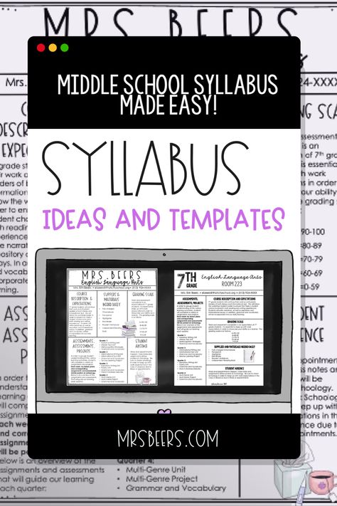 Regardless of what subject you are teaching, I highly recommend taking the time to create a syllabus template that is personalized for your needs. While you can expect to spend a couple hours building it the first year, the amount of time you’ll save over the course of your career is well worth it! Middle School Syllabus, Language Arts Lesson Plans, Syllabus Template, Arts Classroom, Language Arts Teacher, Ela Classroom, Language Arts Classroom, Ela Teacher, Language Arts Lessons