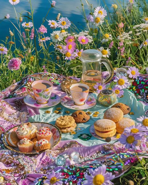 Picnic on another level ✨️🌟 . . #picnic #jewels #nature #scenery #beautiful #midjourney #ai #ia #art #digitalart #muffins #designmidjourney Picnic Food Photoshoot, Picnic Art Ideas, Ethereal Picnic, Vineyard Photoshoot, Soft Ethereal Aesthetic, Picnic Painting, Picnic Art, Fairy Picnic, Cottagecore Picnic