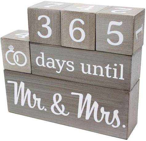 Wedding Countdown Calendar Wooden Blocks - Engagement Gifts - Bride to Be - Bridal Shower Gift - Engaged - Engagement Gifts for Couples - Rustic Gray with White Numbers Wedding Countdown Calendar, Countdown Blocks, Engagement Videos, Perfect Engagement Gifts, Engagement Party Gifts, Gifts For Couples, Wedding Countdown, Engagement Gifts For Couples, Countdown Calendar