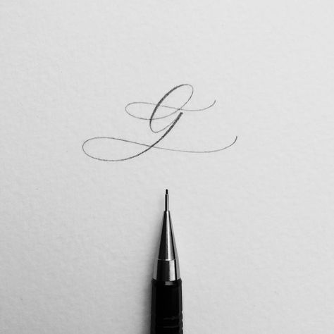 Letter G Tattoo, Pencil Calligraphy, Flourish Calligraphy, Calligraphy Fonts Alphabet, G Tattoo, Pretty Handwriting, Chalkboard Lettering, Copperplate Calligraphy, Lettering Calligraphy