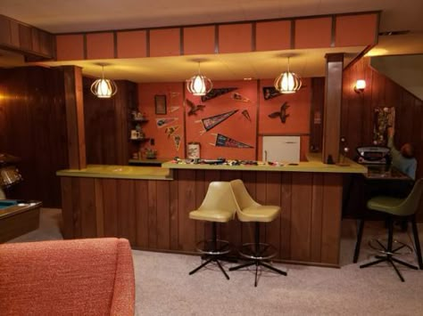 70s Man Cave, 70s Basement Bar, Mid Century Modern Basement Bar, Vintage Basement Bar, 70s Garage, 1970s Basement, 80s Basement, Mid Century Basement, 70s Basement