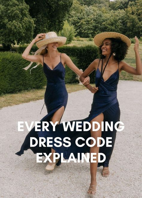 Casual Cocktail Wedding Attire, Cocktail Casual Outfits For Women, Dressy Casual Wedding Attire Women, Wedding Party Outfits Women, Wedding Black Dress Guest, Bold And Chic Wedding Dress Code, Black Dress Summer Wedding, Beachy Cocktail Attire, What Is Black Tie Attire