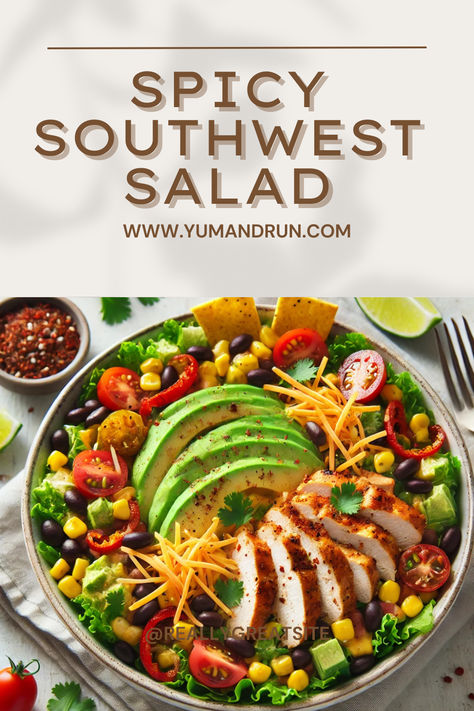 A Spicy Southwest Salad is a bold, flavorful salad inspired by the flavors of the Southwestern U.S., incorporating fresh vegetables, zesty seasonings, and typically some heat from chili-based ingredients Midwestern Taco Salad, Midwestern Salad, Spicy Southwest Salad, Hot Salad, Chicken Black Beans, Southwestern Salad, Southwest Chicken Salad, Southwest Salad, Keto Salads