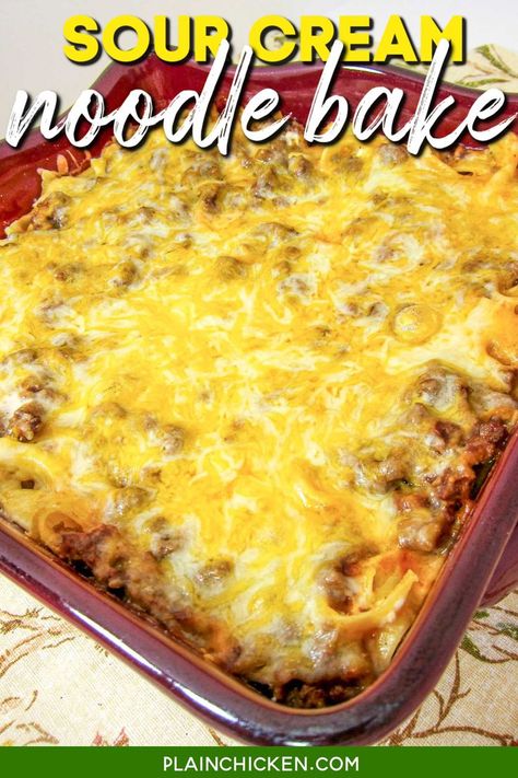 Hamburger Noodle Casserole, Cottage Cheese Sour Cream, Frozen Fruit Salads, Sour Cream Noodle Bake, Beef Noodle Casserole, Noodle Bake, Cheese Noodles, Egg Noodle Recipes, Hamburger Casseroles Recipes