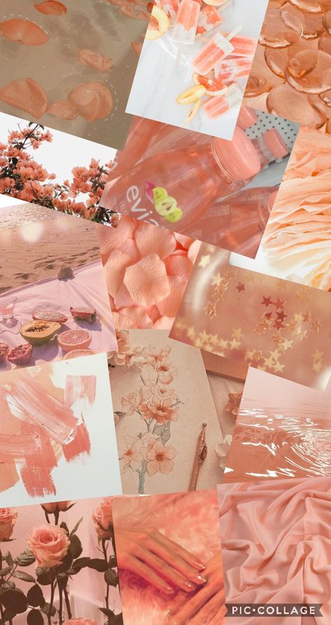 Peach Asthetics, Aesthetic Collage Wallpaper, Love Pink Wallpaper, Peach Wallpaper, Future Wallpaper, Peach Aesthetic, Iphone Wallpaper Kawaii, Collage Wallpaper, Color Collage