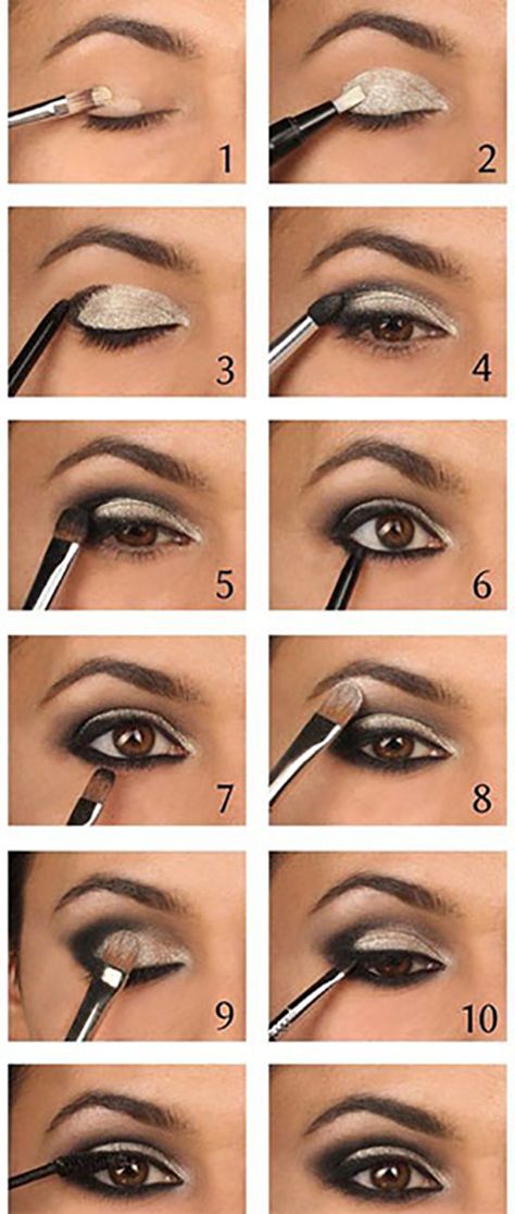 How To Do Smokey Eye Makeup? - Top 10 Tutorial Pictures For 2019 Carnaval Make-up, Smokey Eyes Tutorial, Smokey Eye Makeup Steps, Black Smokey Eye Makeup, Silver Eye Makeup, Black Smokey Eye, Beginners Eye Makeup, Artist Makeup, Smokey Eye Tutorial