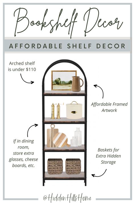 Bookshelf air bookcase decor tips for achieving a designer inspired look! Etagere Bookcase Styling, Etagere Styling, Styling Dining Room, Open Bookshelf, Dining Room Shelves, Dining Room Area, Open Bookshelves, Bookcase Styling, Bookcase Decor