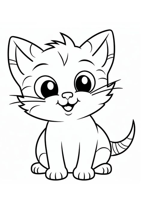 Imagen de un dibujo de un gatito contento Drawings Of Cats, Cat Clipart, Clipart Black And White, Cat Drawing, Cute Drawings, Dog Cat, Coloring Pages, Clip Art, Black And White