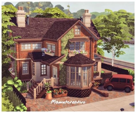 Sims 4 Cottage, Sims 4 Houses Layout, Lotes The Sims 4, Bloxburg House Ideas Aesthetic, Bloxburg House Ideas Layout, Muebles Sims 4 Cc, Sims 4 House Plans, Sims 4 House Building, Rumah Minecraft