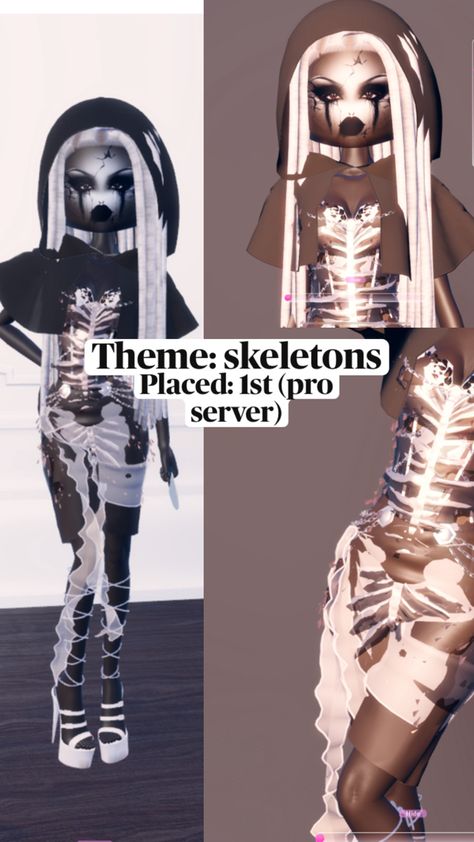 Dti inspo Skeleton Dti Outfit, Dti Skeletons Outfit Idea, Dress To Impress Skeleton, Skeleton Dress To Impress, Skeleton Clothes, Skeleton Dress, Outfit Hacks, Dti Fits, Dress To Impress