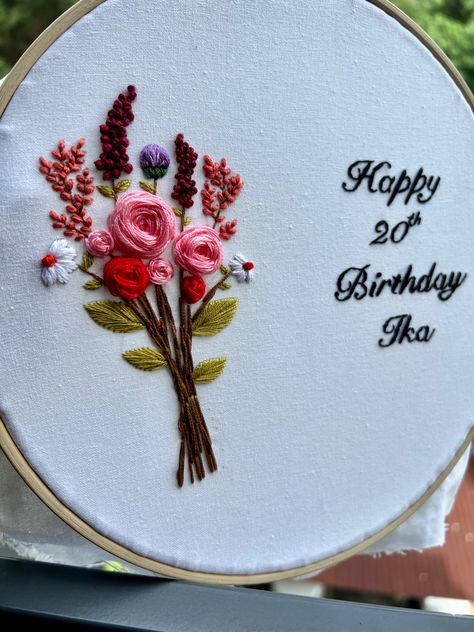 Birthday gift!! Embroidery For Bf, Embroidery Birthday Gift Ideas, Birthday Gift For Bf, Bf Bday, Happy 20th Birthday, Simple Hand Embroidery Patterns, Ielts Writing, Wedding Embroidery, Diy Embroidery Designs