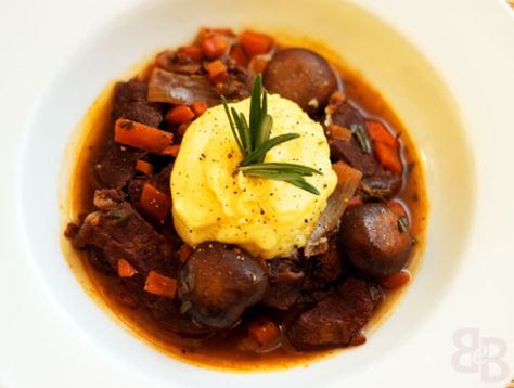 Beef bourguignon | Bread et Butter Beef Bourguignon Plating, Bourguignon Beef, New Years Dinner, Eat Beef, Gifts For Coffee Lovers, Beef Steak, Jamie Oliver, Polenta, Love Affair