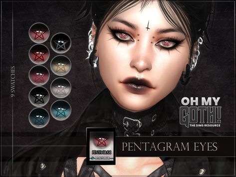 The Sims Resource - Oh My Goth - Pentagram Eyes Sims 4 Pentagram, Sims Occult, Vrchat Avatar, Pentagram Tattoo, Sims 4 Cc Eyes, Sims 4 Anime, Sims 4 Cc Makeup, Free Sims, Sims 4 Teen