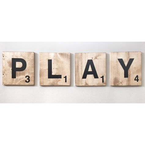 Giant Scrabble Tiles, Ideas Habitaciones, Wood Tiles, Playroom Nursery, Scrabble Letters, Tile Wall Art, Kids Wall Decor, Scrabble Tiles, Toy Rooms