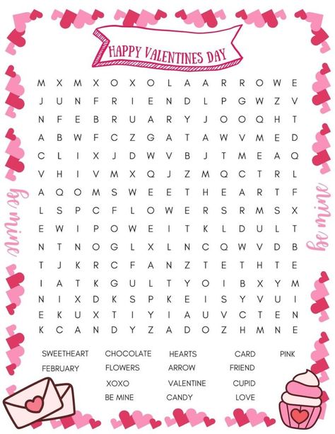 Valentine's Day Word Search Free Printable, Valentine Word Search, Ivy School, Valentines Word Search, Classroom Valentines Party, Free Valentine Cards, Homemade Valentines Gift, Free Printable Valentines Cards, Valentines Class Party