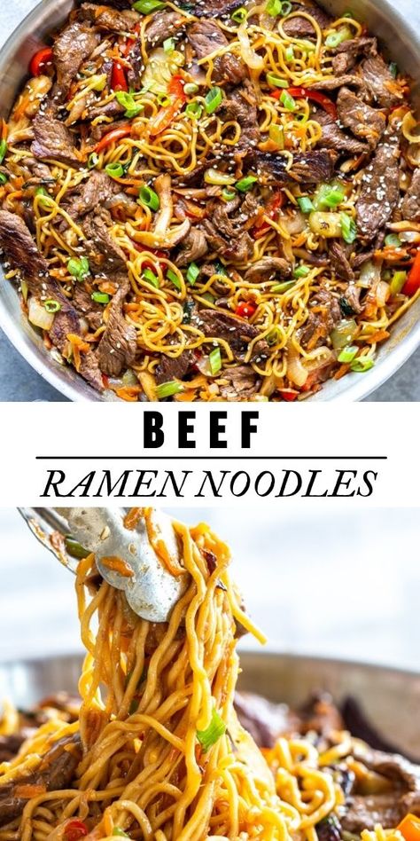 Stir Fry Using Ramen Noodles, Using Ramen Noodles, Beef Ramen Noodle Recipes, Beef Ramen Recipe, Beef Ramen Noodles, Top Ramen Recipes, Ramen Noodle Recipe, Beef Noodle Stir Fry, Food Entrees