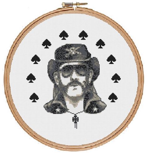 Lemmy Motorhead cross stitch pattern - instant download - rock music cross stitch - heavy metal diy gift ace of spades by TempleofStitch on Etsy https://www.etsy.com/listing/573355167/lemmy-motorhead-cross-stitch-pattern Metal Cross Stitch, Music Cross Stitch, Motorhead Ace Of Spades, Lemmy Motorhead, Ace Of Spades, Metal Cross, Fabric Swatches, Rock Music, Cross Stitch Pattern