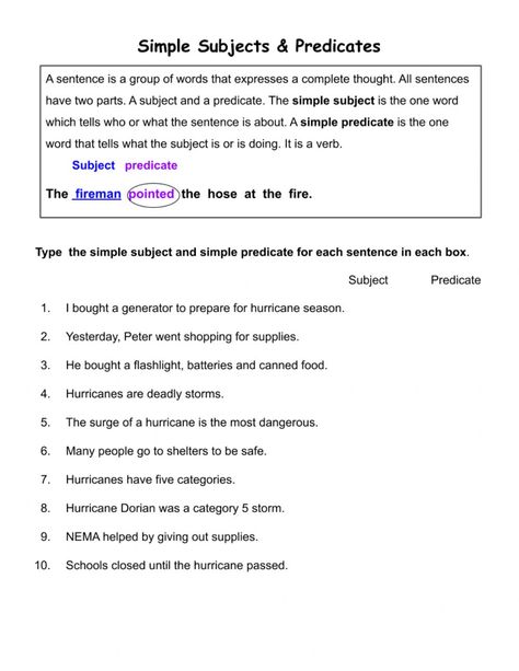 Subject And Predicate Worksheet, Simple Subject And Predicate, Complete Subject And Predicate, Simple Predicate, Complete Subject, Accounting Cycle, Simple Subject, Subject And Predicate, Subject And Verb