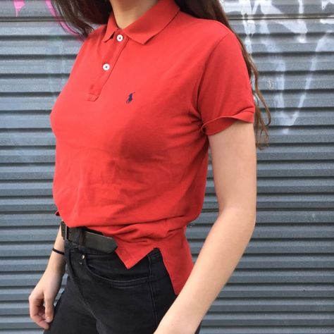 Polo Shirts Women's Outfit, F2f Outfit, Polo Outfit, Beige T Shirts, Trouser Outfit, Red Polo Shirt, Ootd Inspo, Red Polo, Outfit Check