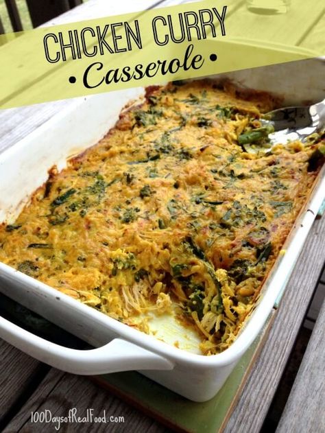 The perfect way to switch up dinner tonight! Curry Casserole, 100 Days Of Real Food, One Dish Dinners, Coconut Chicken, Recipe Chicken, Late Fall, Chicken Curry, Casserole Dish, Breakfast Lunch Dinner