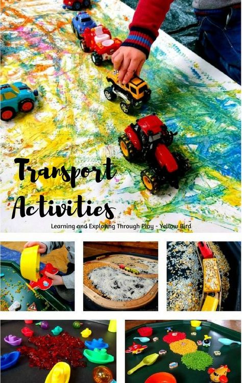 Transport Activities for Kids. Excellent ways to introduce painting and sensory play to Transport. Transport Activities, Transportation Preschool Activities, Transportation Theme Preschool, Summer Crafts For Toddlers, Transportation Activities, Car Activities, Toddler Themes, Transportation Crafts, Transportation Preschool