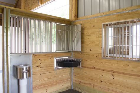 Horse Wash Stall Indoor, Horse Stall Water Ideas, Automatic Horse Waterer, Equine Facility, Barn Remodel, Horse Farm Ideas, Post Frame Construction, Backyard Barn, Horse Barn Ideas Stables