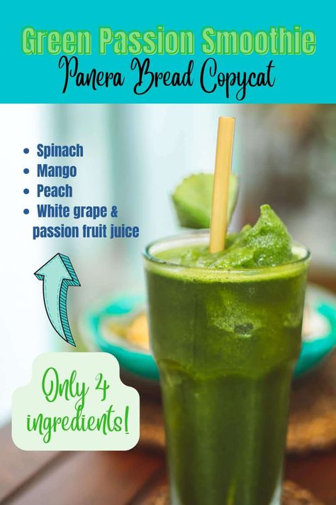 Emerald City Smoothie Recipes, Green Passion Smoothie Panera Recipe, Passion Fruit Smoothie Recipes, Panera Green Smoothie Recipe, Basil Smoothie, Passion Fruit Smoothie, Panera Recipes, Panera Copycat, Smoothie Guide