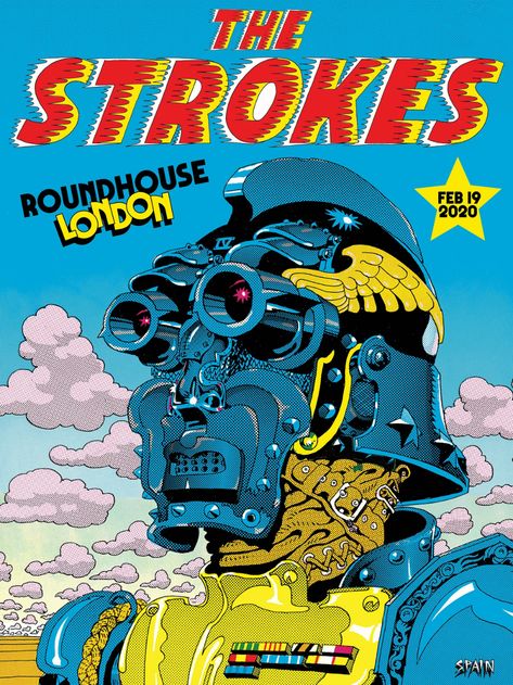 Poster Rock, London Poster, Music Poster Design, Vintage Poster Design, The Strokes, Tour Posters, Rock Posters, Round House, Gig Posters