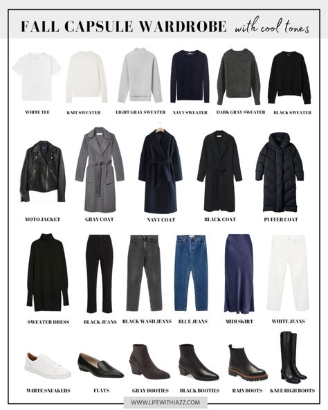 Fall Capsule Wardrobe With Cool Tones + Outfit Ideas - LIFE WITH JAZZ Plain Black Sweatshirt, Life With Jazz, Packing Clothes, Capsule Wardrobe Outfits, Fashion Capsule Wardrobe, Minimalist Capsule Wardrobe, Winter Capsule Wardrobe, Capsule Outfits, Fall Capsule Wardrobe