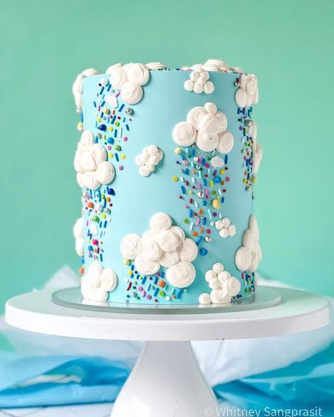 Pretty Cake Decorating Ideas, Rainbow Birthday Cakes, Tiktok Cakes, Unbirthday Cake, Sprinkle Medley, Sprinkles Cake, Cloud Cake, Pastel Cupcakes, Rainbow Decor