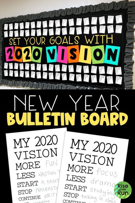 Smart Goal Bulletin Board, New Year’s Resolution Bulletin Board Ideas, New Years Bulletin Board Ideas, Student Goal Setting Sheet, New Year Bulletin Boards, New Years Bulletin Board, Friends Bulletin Board, Goal Setting Bulletin Board, New Year Bulletin Board