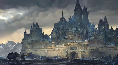 Beaux Arts Architecture, City Scapes, Heroic Fantasy, Fantasy City, Fantasy Castle, Fantasy Setting, Fantasy Places, Art Et Illustration, Landscape Scenery